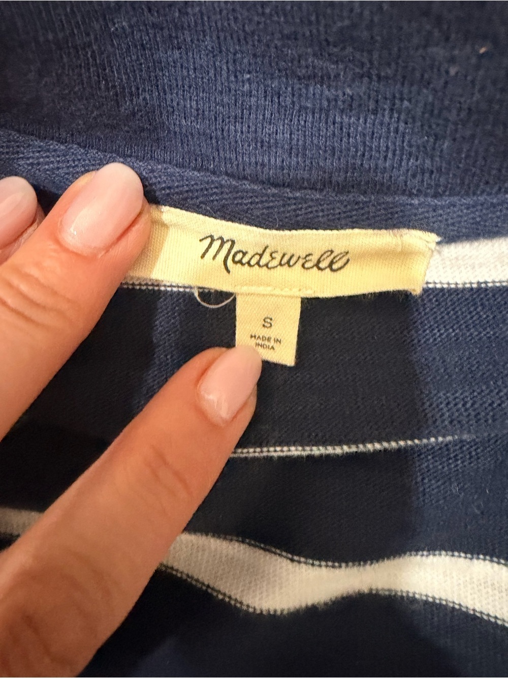 Madewell Navy and White Striped Knit Top 0396 - Picture 6 of 6